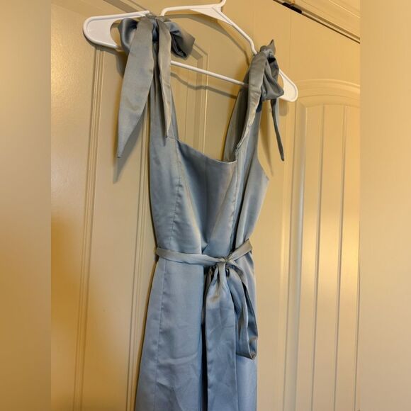 Show Me Your Mumu Claire Midi Dress | Small | Steele Blue Luxe Satin - Picture 7 of 10